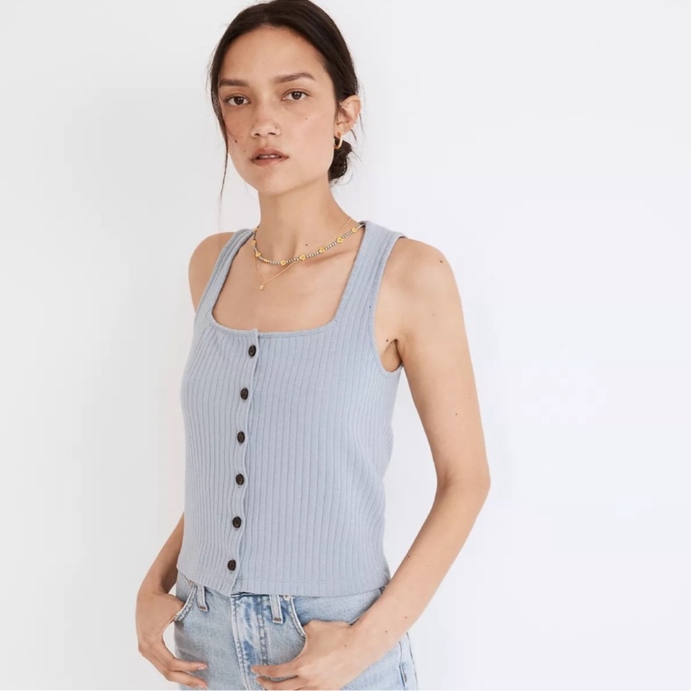 Madewell Light Blue Ribbed Tank Top